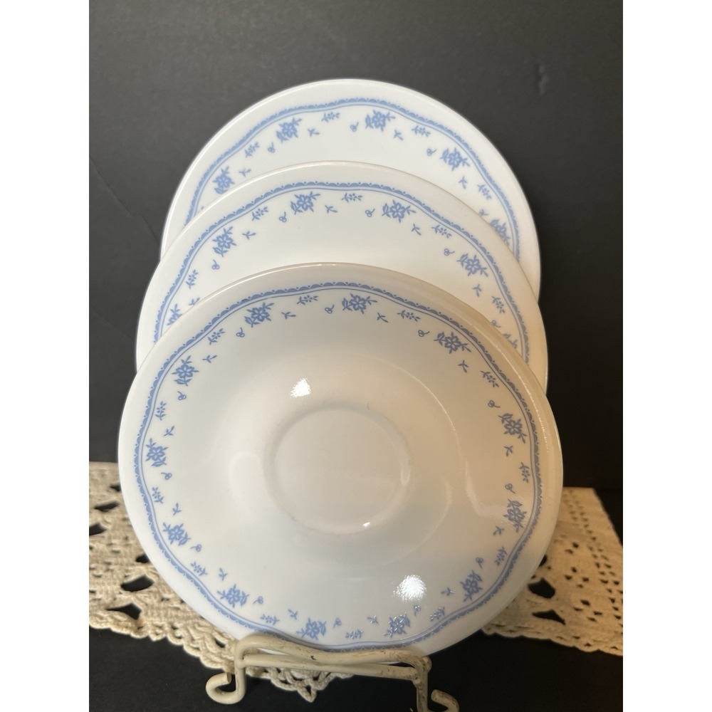 Set of 3 Corning Corelle Morning Blue Saucers
